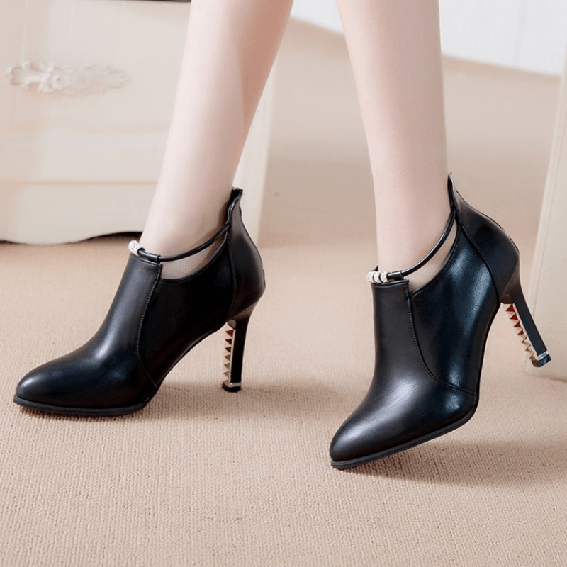 Bottines Femme Talon Aiguille, Similicuir, Bride Strass, vue 2