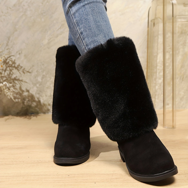 Bottes Femme Peluche, Revers Fausse Fourrure, vue 2
