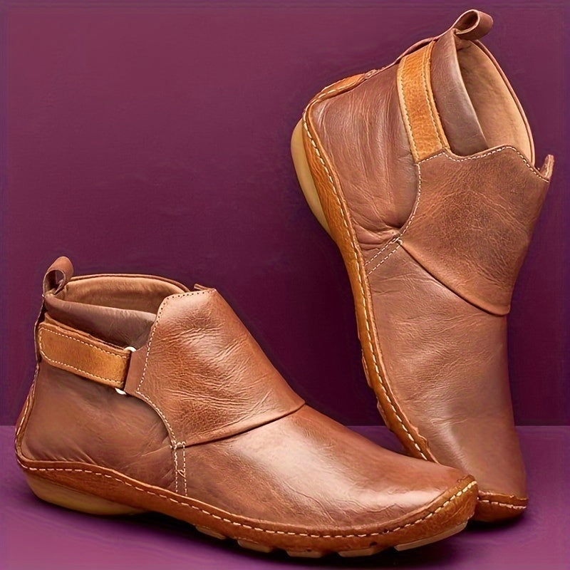 Bottes Cheville Femme Grande Taille en Simili Cuir