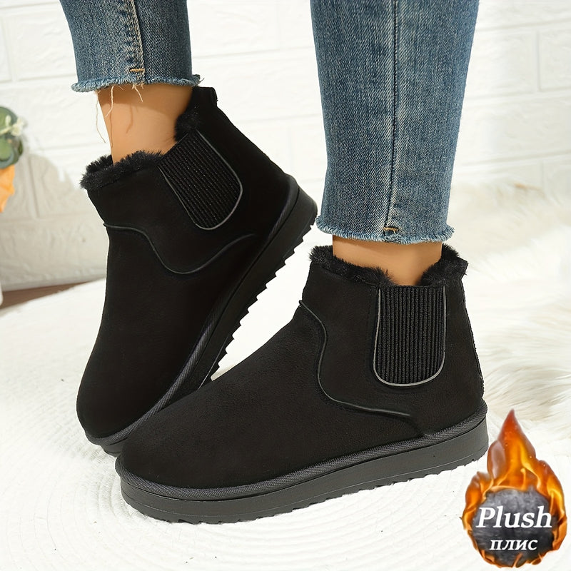 Bottines Chelsea Femme, Col Fausse Fourrure