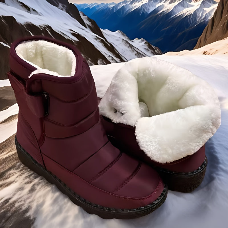 Bottines Femme Matelassées, Fermeture Auto-Agrippante – coloris rouge