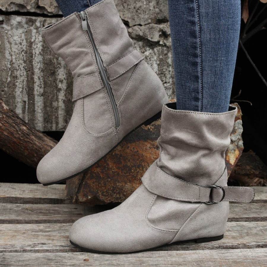 Bottines Femme Tissu, Fermeture à Boucle – coloris gris