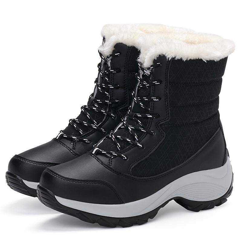 Bottes de Neige Femme Mi-Hautes à Lacets, 4 Coloris – coloris noir