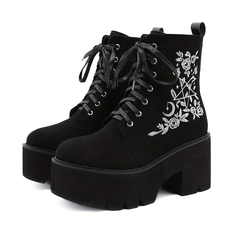 Bottes Plateforme Femme Gothiques, Flanelle – coloris noir