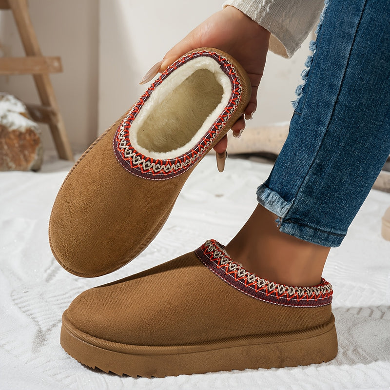 Chaussons Bottes Femme Tissu, Doublure Polaire – coloris marron