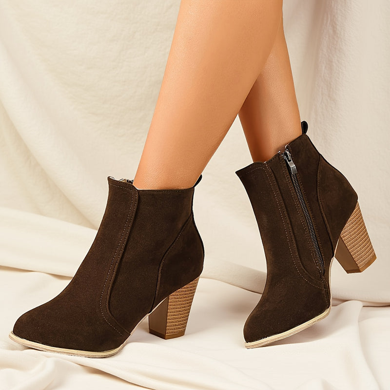 Bottines Femme Talon Haut, Fermeture Latérale – coloris café