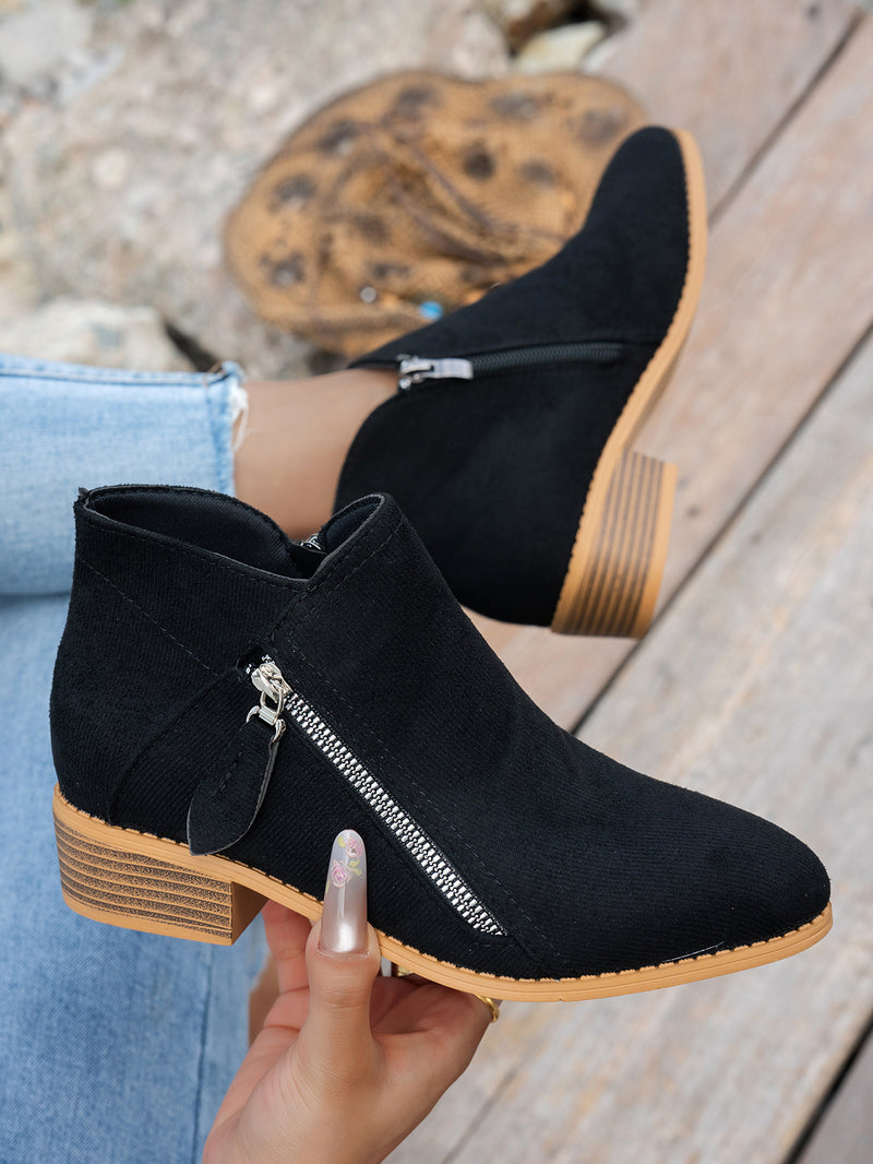 Bottines Femme Bout Pointu, Zip Décoratif