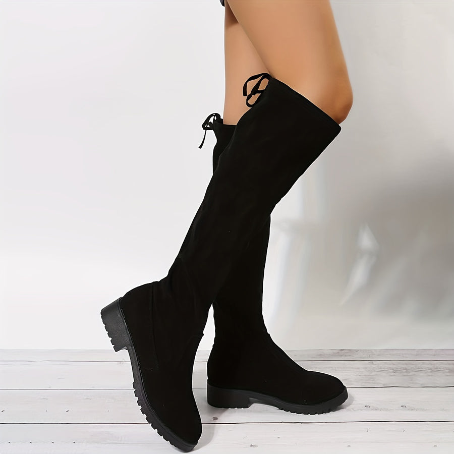 Bottes Montantes Femme Flanelle, Talon Bloc, vue 2