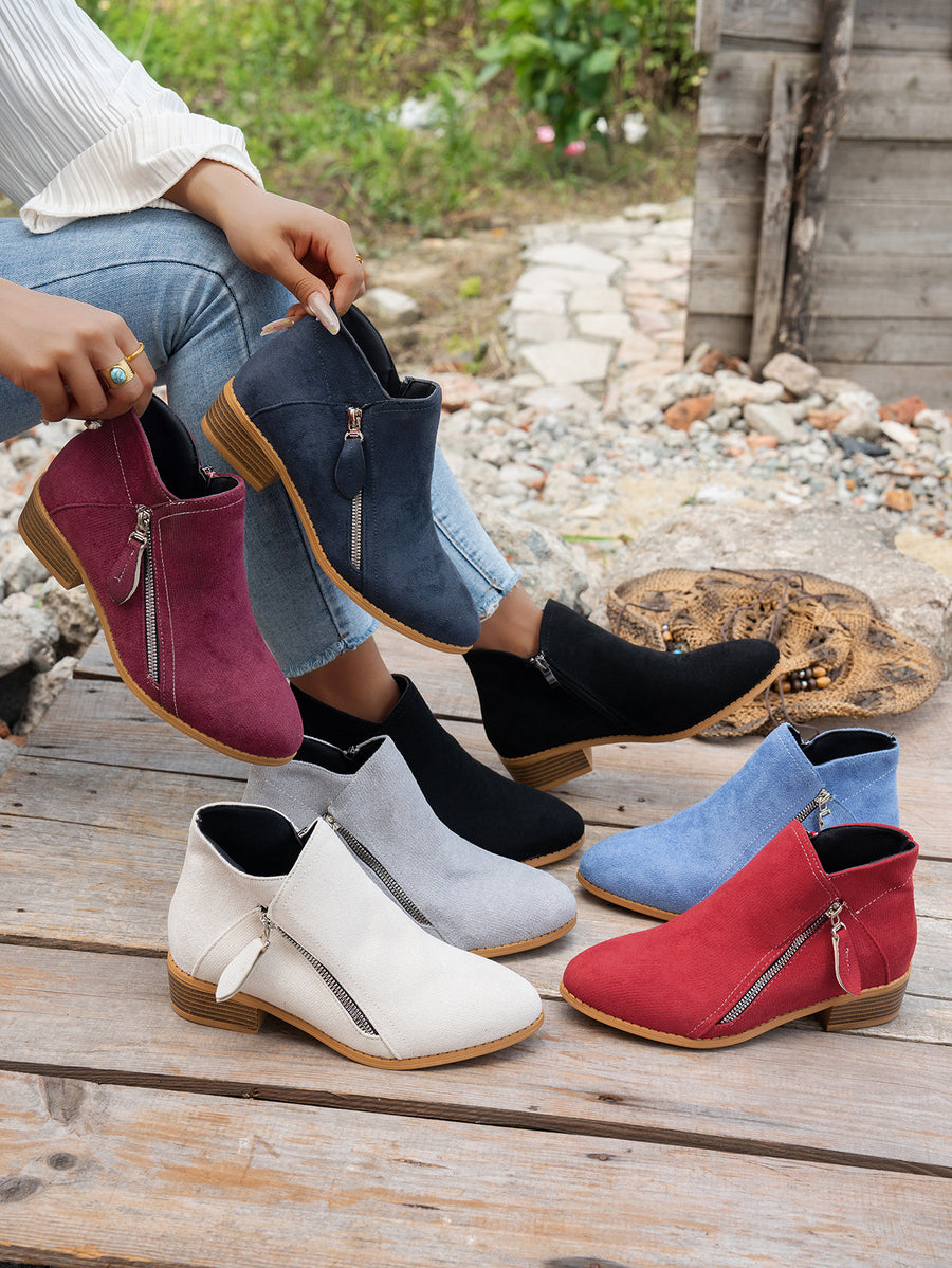 Bottines Femme Bout Pointu, Zip Décoratif, vue 2