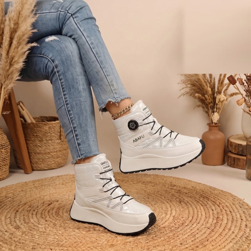 Bottes d'Hiver Femme, Similicuir, Semelle Plateforme