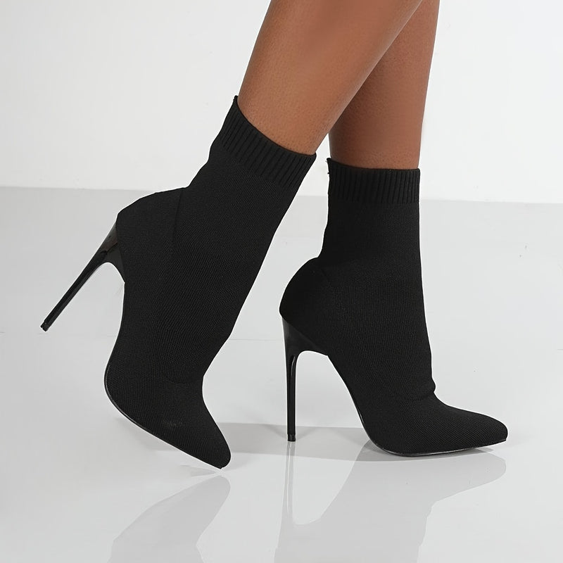 Bottes Chaussettes Talon Aiguille, à Enfiler – coloris noir