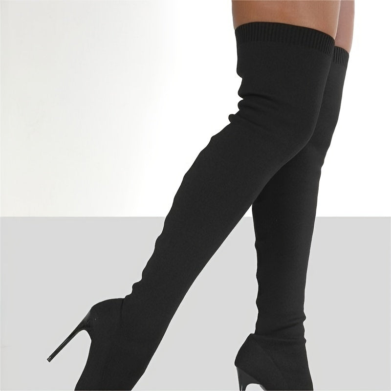 Cuissardes Femme Stiletto, Sur-Cuisse, Bout Pointu – coloris noir