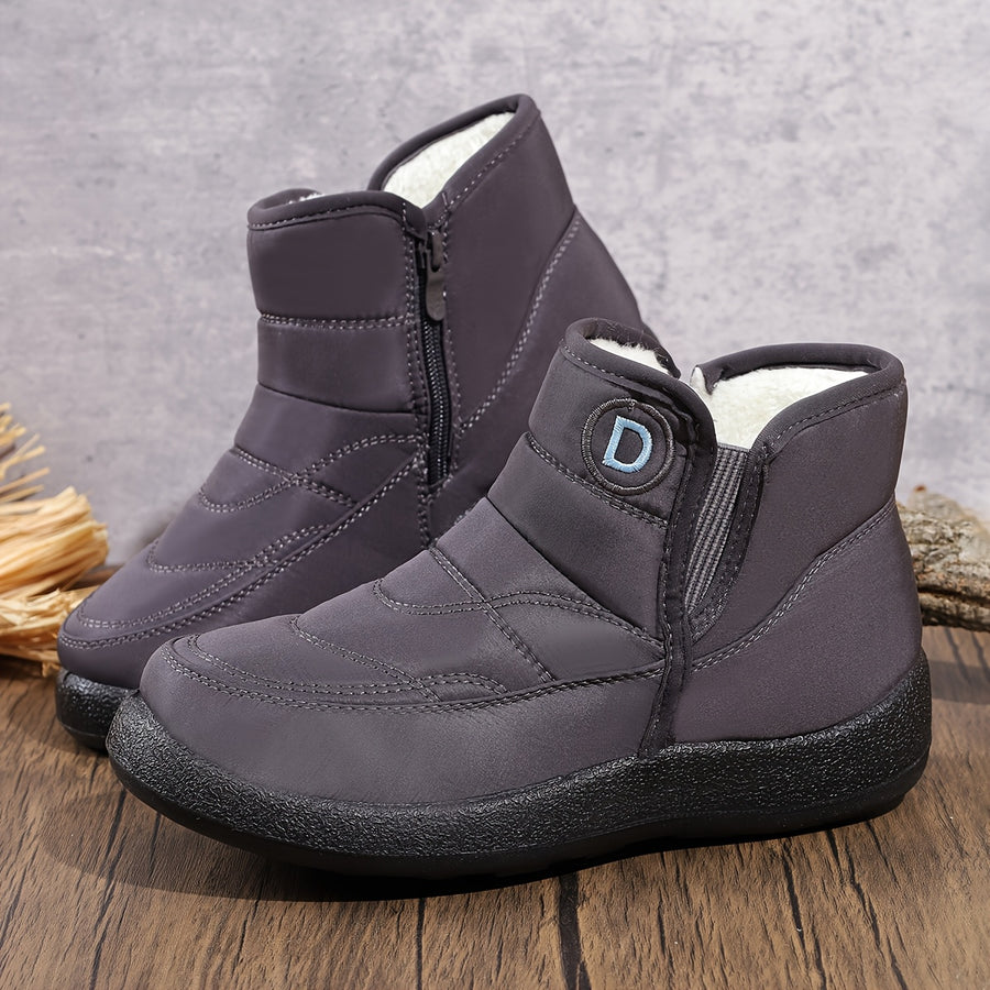 Bottines de Neige Femme Courtes, Zip, Jusqu'au 43 – coloris gris