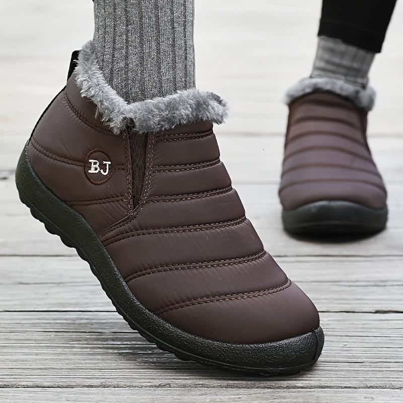 Bottines de Neige Femme, Antidérapantes, à Enfiler – coloris café