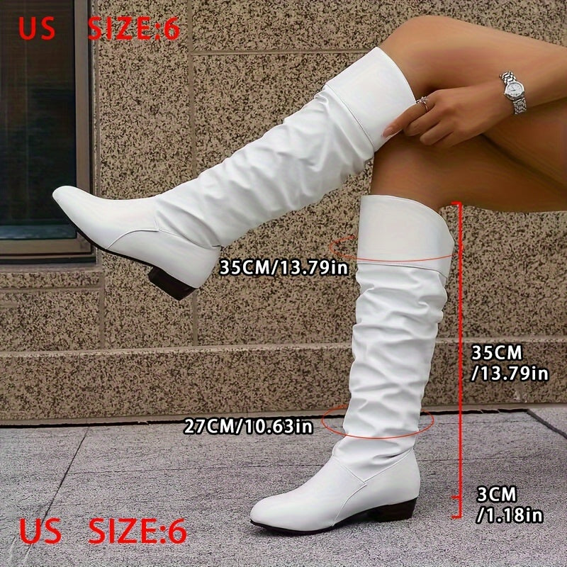 Bottes Hautes Femme Plissées, Bout Pointu