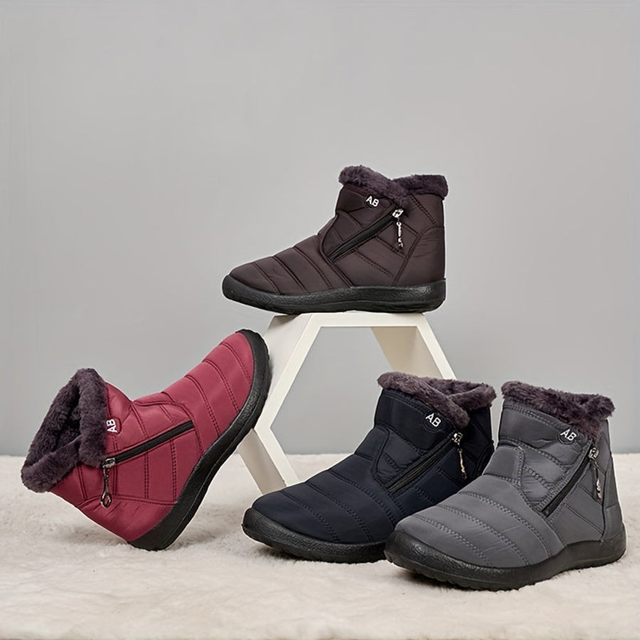 Bottes de Neige Femme Zippées, Doublure Flanelle, 4 Coloris