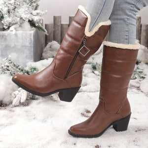 Bottes hautes femme en daim taupe à talon