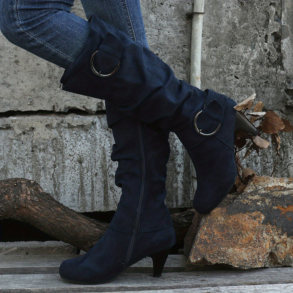 Bottes Femme Hautes, Brides à Boucle, Aspect Suédé, vue 4