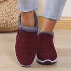 Bottines Femme Flanelle, Antidérapantes, à Enfiler – coloris rouge