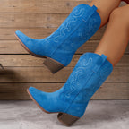 Bottes Cowboy Femme Brodées, Bout Pointu – coloris bleu ciel, vue 2
