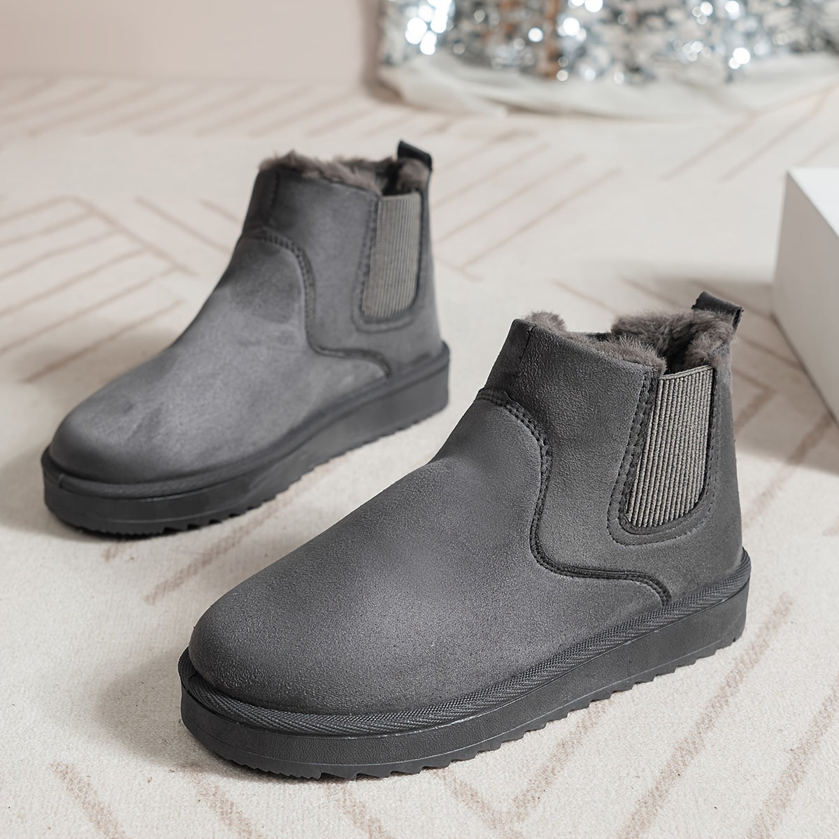 Bottines Chelsea Femme Plateforme, Chameau ou Gris – coloris gris