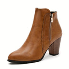 Bottines Femme Similicuir, Talon Bloc Moyen