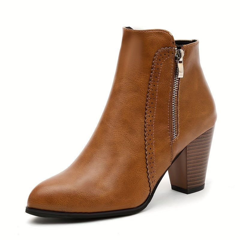 Bottines Femme Similicuir, Talon Bloc Moyen