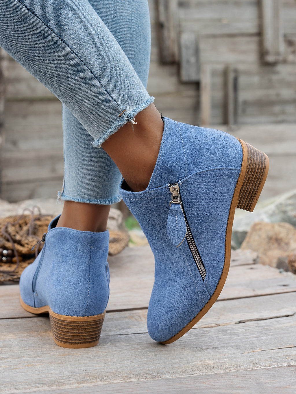 Bottines Femme Bout Pointu, Zip Décoratif, vue 9