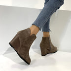Bottines Femme Talon Compensé, Flanelle, vue 2