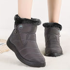 Bottes Femme Zippées, Col Fausse Fourrure, du 35 au 41 – coloris gris