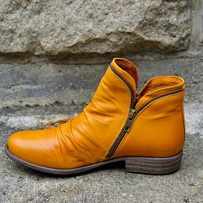 Bottines Femme Double Zip, Talon Bas, vue 2