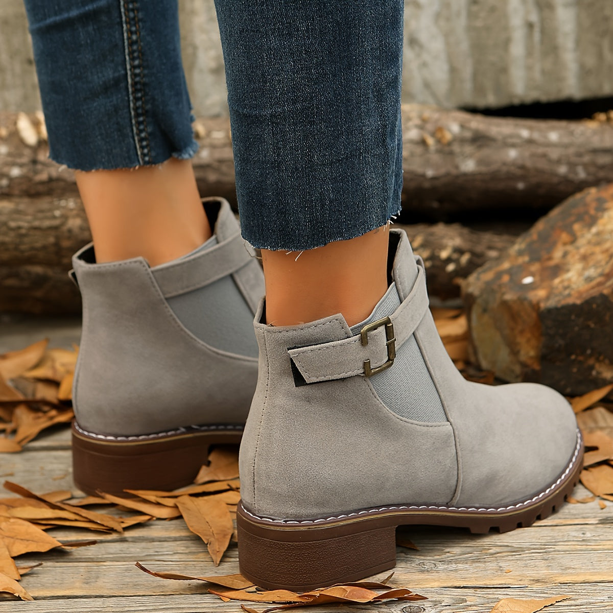 Bottines Chelsea Femme Aspect Daim, Boucle, vue 5