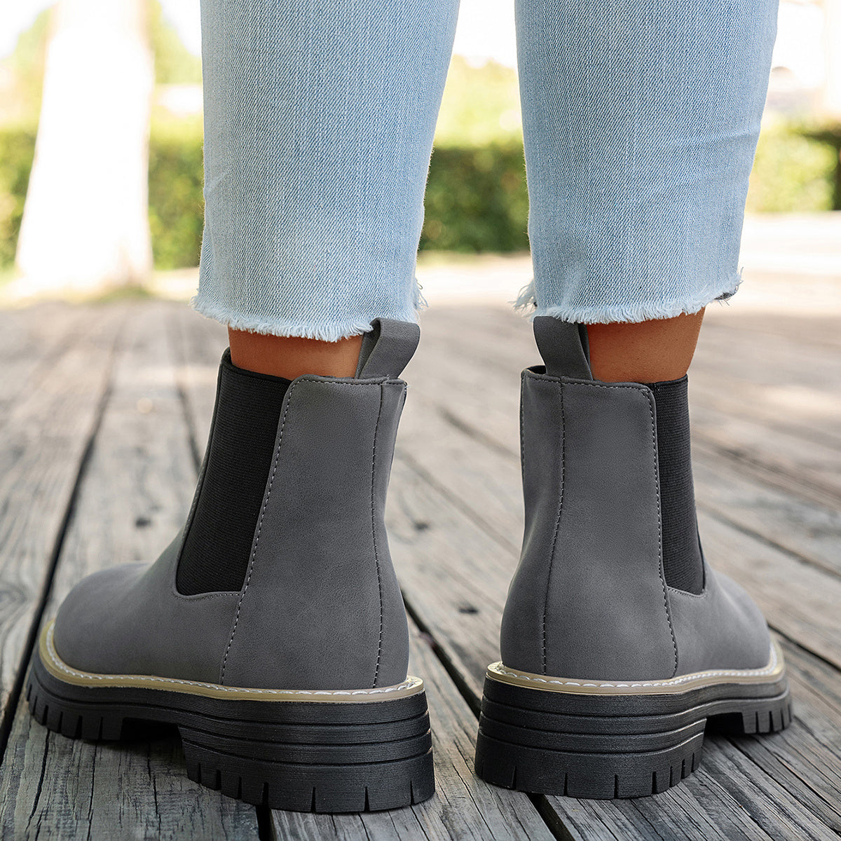 Bottes Chelsea Femme Similicuir Mat, Semelle Crantée, vue 11