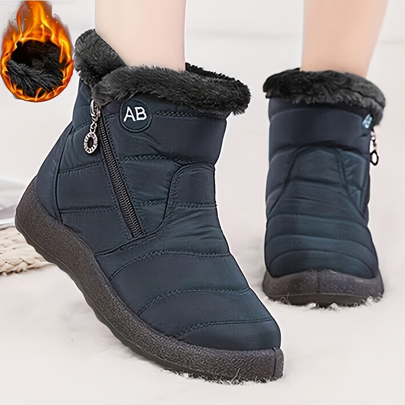 Bottes Femme Zippées, Col Fausse Fourrure, 5 Coloris – coloris bleu