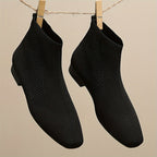 Bottines Chaussettes Femme Tricot, Bout Carré – coloris noir