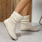 Bottines Femme Mi-Hautes, Talon Plat – coloris beige, vue 2