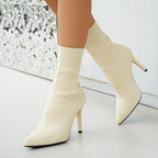 Bottines Chaussettes Femme Talon Aiguille, Maille, vue 3