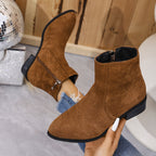 Bottines Femme Zippées, Microfibre Aspect Daim, Talon 4 cm – coloris camel