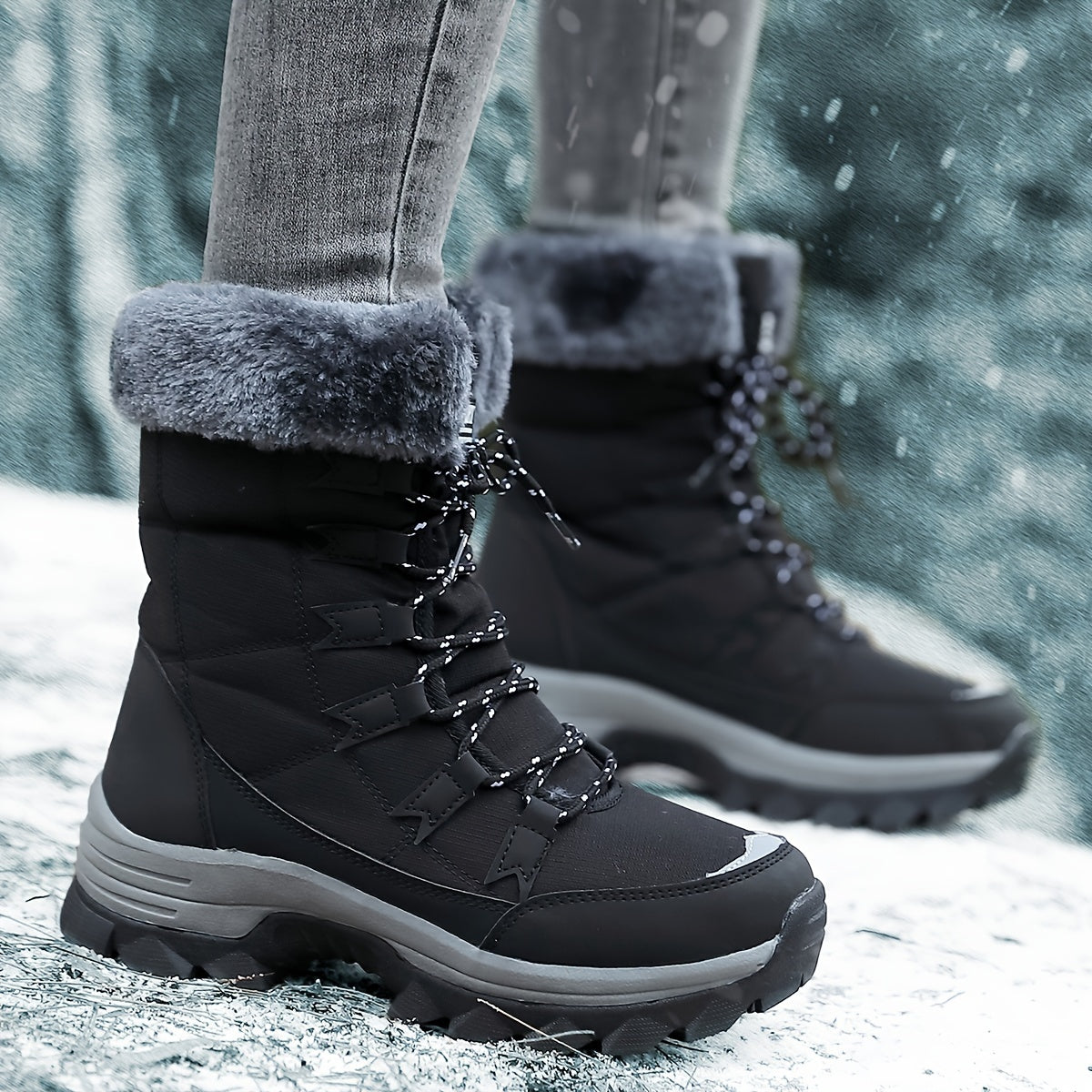 Bottes Femme à Lacets, Doublure Flanelle, Mi-Mollet, vue 2