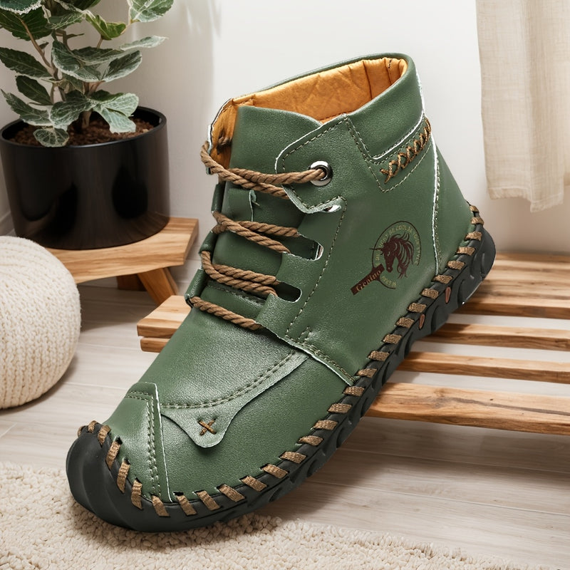 Bottines Femme Grande Taille à Lacets, Coutures Vintage – coloris vert