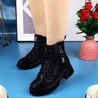 Bottines à Lacets Femme Fourrées, Similicuir Noir, Zip, vue 5