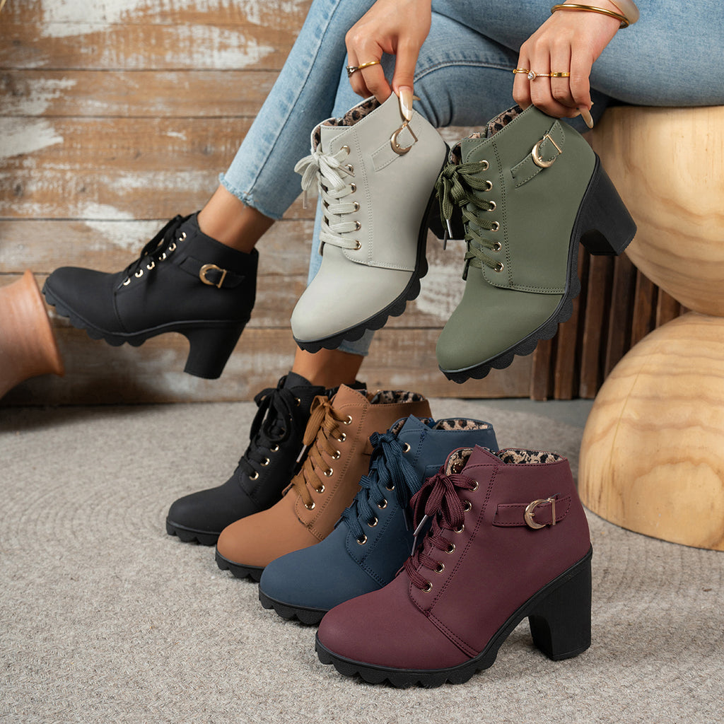 Bottines Femme à Lacets, Talon Bloc, vue 2