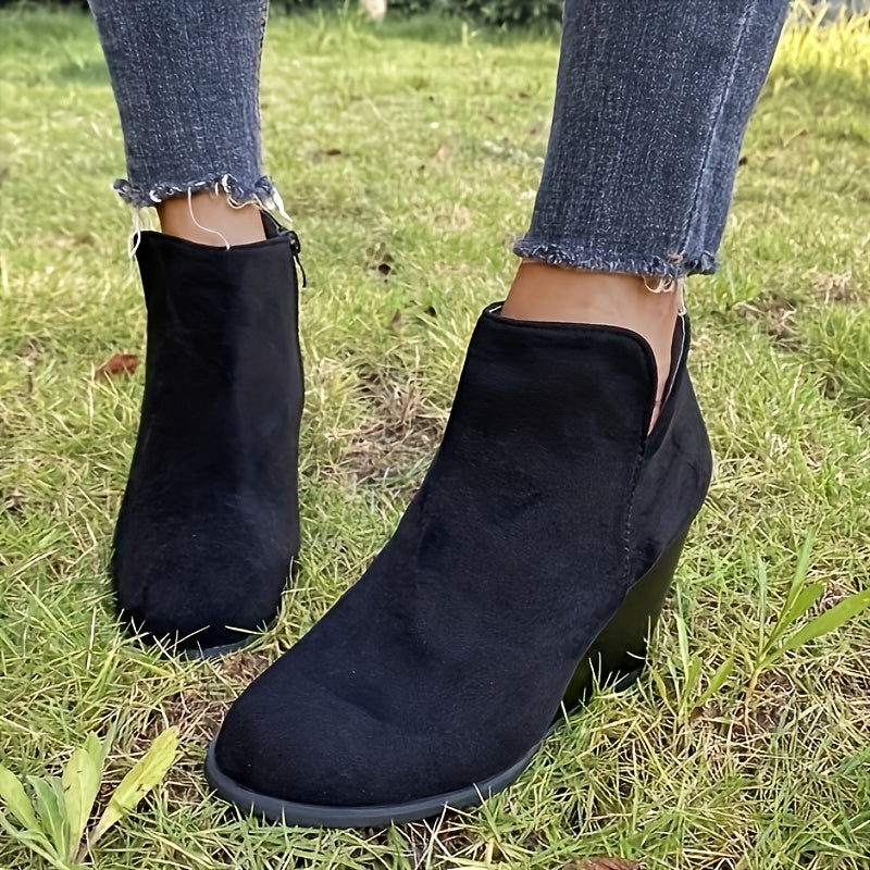 Bottines Femme Talon Compensé, Flanelle – coloris noir