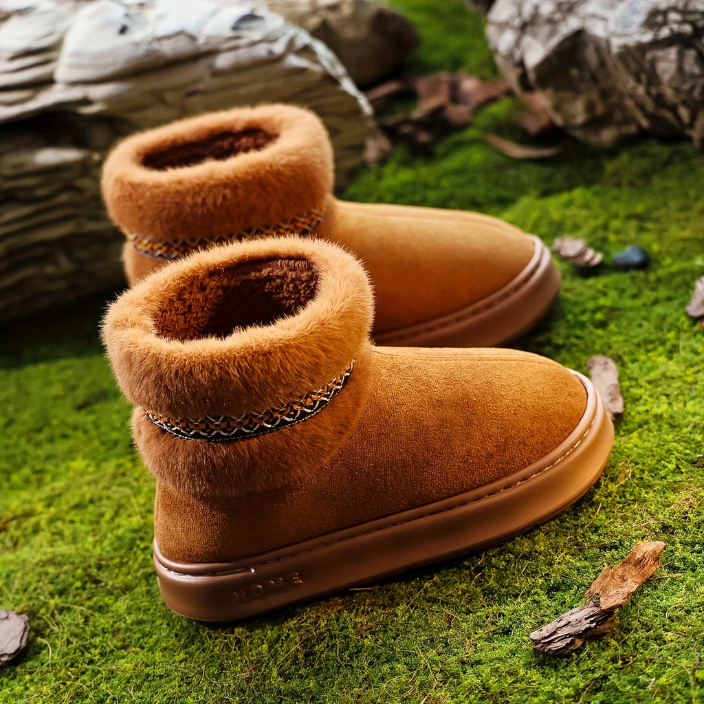 Bottes Fourrées Femme, Tissu Effet Daim – coloris chocolat, vue 4