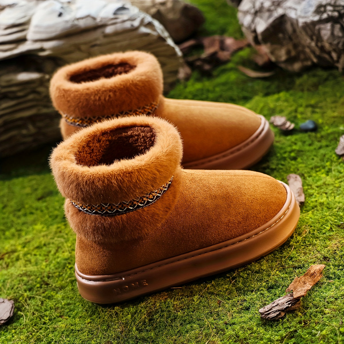Bottes Fourrées Femme, Tissu Effet Daim – coloris chocolat, vue 4