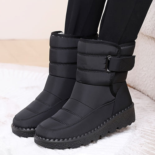 Bottes d'Hiver Femme Grande Taille, Auto-Agrippante – coloris noir
