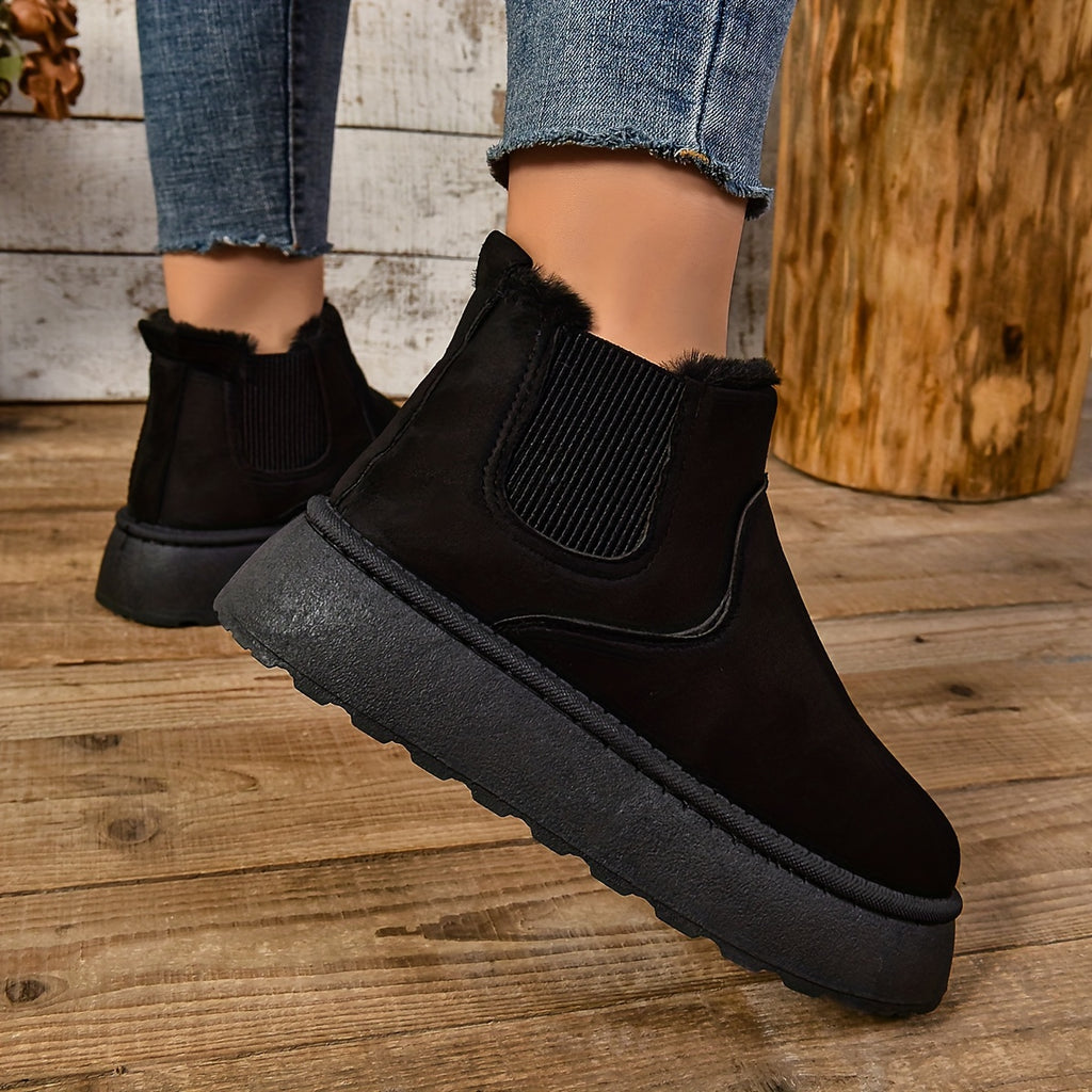 Bottines Chelsea Plateforme Femme, Col Fourrure, vue 5