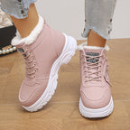 Bottes Fourrées Femme Style Basket, Similicuir, Lacets, vue 5