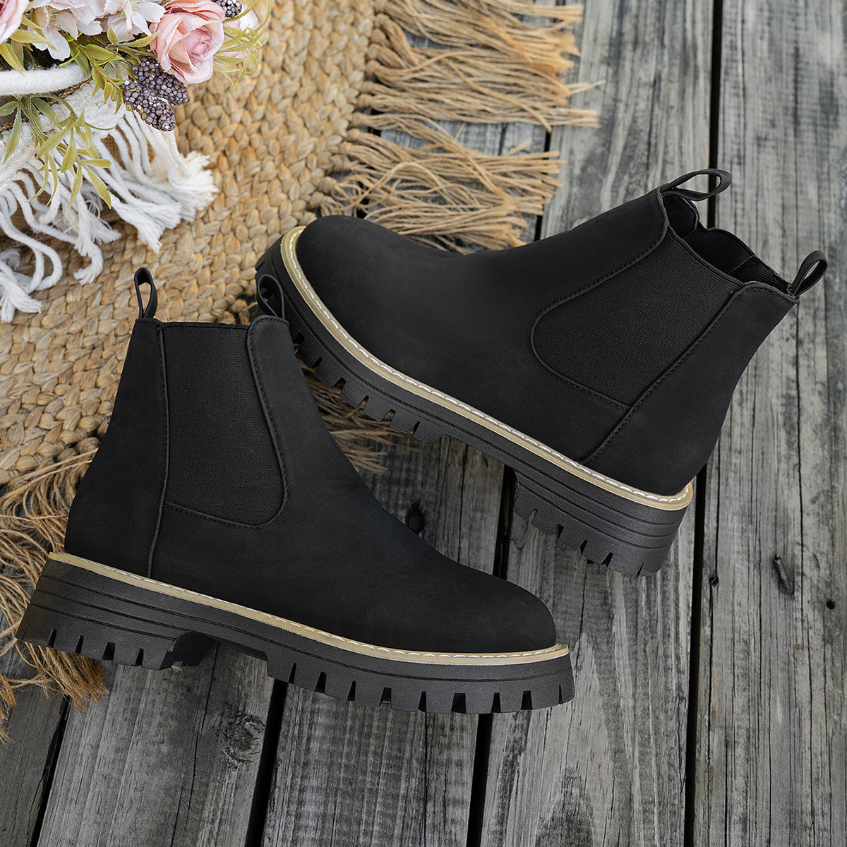Bottes Chelsea Femme Similicuir Mat, Semelle Crantée, vue 4