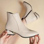 Bottines Femme Chic, Talon Métallisé – coloris beige
